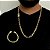 CORRENTE + PULSEIRA CADEADO  FECHO GAVETA  (8MM-70CM) - BANHADO A OURO 18K - Imagem 1