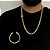CORRENTE + PULSEIRA LACRAIA FECHO GAVETA  COM NOSSA SENHORA CRAVEJADA  (7mm -70CM)-  46G - BANHADO A OURO 18K - Imagem 1