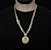 CORRENTE FRISO S DUPLA FACE ( 13mm- 70cm) + PINGENTE MEDALHA JESUS COM COROA   -  FECHO COM MARCAÇÃO 750 -  BANHADO A OURO 18K - Imagem 2