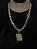 CORRENTE FRISO S DUPLA FACE ( 13mm- 70cm) + PINGENTE PLACA FÉ  CRAVEJADA - BANHADO A OURO 18K - Imagem 1