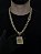 CORRENTE FRISO S DUPLA FACE ( 13mm- 70cm) + PINGENTE PLACA COM JESUS CRISTO - BANHADO A OURO 18K - Imagem 1