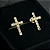 PAR DE BRINCO CRUZ MÉDIA CRAVEJADA  - BANHADO A OURO 18K - Imagem 2