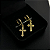 PAR DE BRINCO ARGOLA COM CRUZ 12x2mm -  BANHADO A OURO 18K - Imagem 1