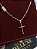 CORRENTE TIJOLINHO ALONGADO  (3MM - 50, 60cm ou 70cm) + PINGENTE CRUZ AMARRADA  - BANHADO A OURO 18k - Imagem 4