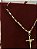 CORRENTE TIJOLINHO ALONGADO FECHO CANHÃO (3MM - 50, 60cm ou 70cm) + PINGENTE CRUZ AMARRADA  - BANHADO A OURO 18k - Imagem 4