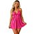 Robe Curto de Alças Ajustáveis Poliéster com Detalhes em Renda e Laço Lust Chick - Imagem 2