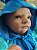 Bebê reborn menino, cabelos castanhos implantados, olhos claros, corpo em tecido - Imagem 6