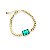 PULSEIRA CORRENTE COM PEDRARIA VERDE FOLHEADO A OURO 18K. - Imagem 1