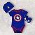 Body para Bebê Manga Curta Capitão America com Gorro e Sapato - Imagem 2