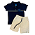 Conjunto Camiseta Gola Polo e Bermuda Moletom com Bolso 01/02/03 Marinho - Imagem 1