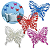 Borboletas coloridas Decorativas Brilhantes Enfeite Kit com 12 Peças - Imagem 1