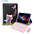 Capa Giratória Para Tablet Lenovo Tab M9 Estampada + Teclado e Mouse Rosa + Película - Imagem 2