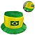 Cartola Brasil Verde e Amarela Chapéu Felpudo Copa 100% Poliéster - Imagem 1