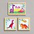 Kit com 3 Quadros Infantis Personalizados tema Dinossauros para meninas - Imagem 1