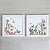 Kit com 2 Quadros Decorativos Floral com Borboletas Aquarelado - Imagem 1
