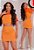 CONJUNTO FEM SET OFF BLUSA MC E SAIA CURTA M LARANJA CAQUI - Imagem 1
