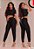 CONJUNTO FEM SET OFF BLUSA MC E CALCA M PRETO C/ BRILHO DOURADO 001624 - Imagem 1