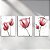 Kit com 3 Placas Decorativas Vinílico Sem Moldura Estampa Flores Vermelhas - Imagem 1