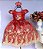 Vestido Vermelho / Renda Dourada - Imagem 1