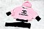 Conjunto De Frio Rosa Preto Chanel - Imagem 1