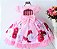 Vestido Rosa Floral Luxo Detalhe No Peito - Imagem 3
