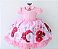Vestido Rosa Floral Luxo Detalhe No Peito - Imagem 1