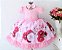 Vestido Rosa Floral Luxo Detalhe No Peito - Imagem 2