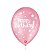 Balão de Festa Decorado Happy Birthday - Rosa Tutti Frutti 9" 23cm - 25 Unidades - Balões São Roque - Imagem 1