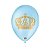Balão de Festa Decorado Coroa - Azul Baby e Dourado 9" 23cm - 25 Unidades - Balões São Roque - Imagem 1