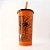 Copo com Tampa e Canudo 600 mL - Aranha - Laranja e Preto - 1 unidade - Rizzo - Imagem 1