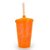 Copo Plástico Shakeira com Tampa e Canudo 400ml - Laranja - 01 Unidade - Imagem 1