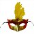 Máscara de Carnaval com Plumas Sortidas Mod 6801 - Dourado/Vermelho - 01 unidade - Rizzo - Imagem 1