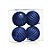 Kit Bolas Listras Douradas Azul Turquesa 10cm - 04 unidades - Cromus Natal - Rizzo - Imagem 1