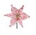 Flor Cabo Curto Rosa com Glitter Ouro 20cm - 01 unidade - Cromus Natal - Rizzo - Imagem 1