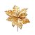 Flor Cabo Curto Ouro com Glitter 20cm - 01 unidade - Cromus Natal - Rizzo - Imagem 1