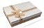 Caixa de Papel para Presente Laço Bege e Base Bege - 36 cm x 26 x 7 cm - 1 Unidade - Rizzo Confeitaria - Imagem 1