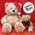 Urso de pelucia com gorro de Natal - Bege, Vermelho, Branco - 60cm  - 1 unidade - Cromus  - Rizzo - Imagem 2