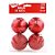 Bola de Natal com Glitter e Fosca - Vermelho - 7cm - 4 unidades - Cromus - Rizzo - Imagem 1