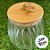 Pote de Vidro Bojudo Canelado Hermético com Tampa de Bambu e Detalhe Dourado - 10x9cm - 620ml - 1 unidade - Rizzo - Imagem 3