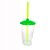 Copo de Acrílico Durável com Tampa e Canudo 300ml - Verde Neon - 1 unidade - Rizzo - Imagem 1