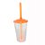 Copo de Acrílico Durável com Tampa e Canudo 300ml - Laranja Neon - 1 unidade - Rizzo - Imagem 1