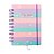 Agenda Permanente Listrado Roxo, Rosa e Azul - 160 Folhas - 13x15,1cm - 1 unidade - Rizzo - Imagem 1