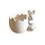 Enfeite Decorativo Páscoa - Ovo e Coelho Cerâmica Branca - 9cm - 1 unidade - Cromus - Rizzo - Imagem 1