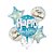 Kit Balão De Festa Micro Foil Happy Birthday - Azul - 22' - 55cm - 6 unidades - Rizzo - Imagem 1