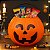 Baldinho de Halloween com Alça - Abóbora Laranja Neon - 13,5x17,5cm - 1 unidade - Rizzo - Imagem 1