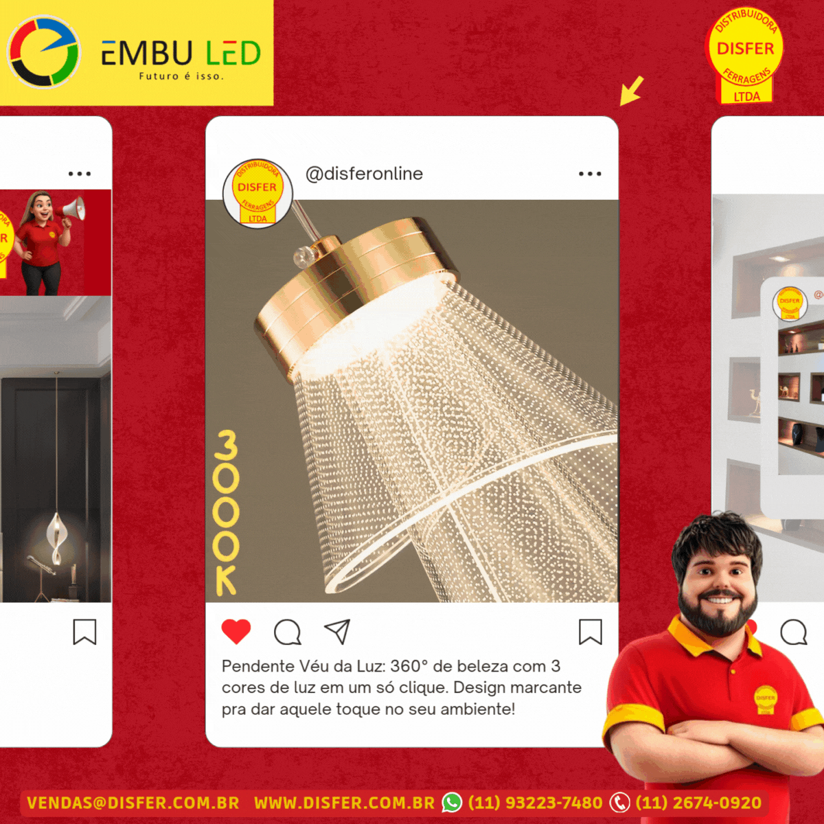 Pendente LED Véu da Luz 5W Multitemperatura Bivolt – Embu LED - Imagem 2