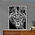 Quadro Decorativo Leão Preto e Branco com Olhos Laranjas - Imagem 1
