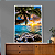 Quadro Decorativo Palmeira Mar Azul e Nascer do Sol - Imagem 1