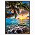 Quadro Decorativo Palmeira Mar Azul e Nascer do Sol - Imagem 5