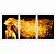 Kit de Quadros Decorativos Pintura Mulher e Cabelo Dourado com Fundo Preto - Imagem 3
